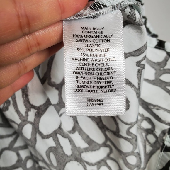 OPEN EDIT • Gray Abstract Print Organic Cotton Babydoll Top Sz M - Picture 7 of 9